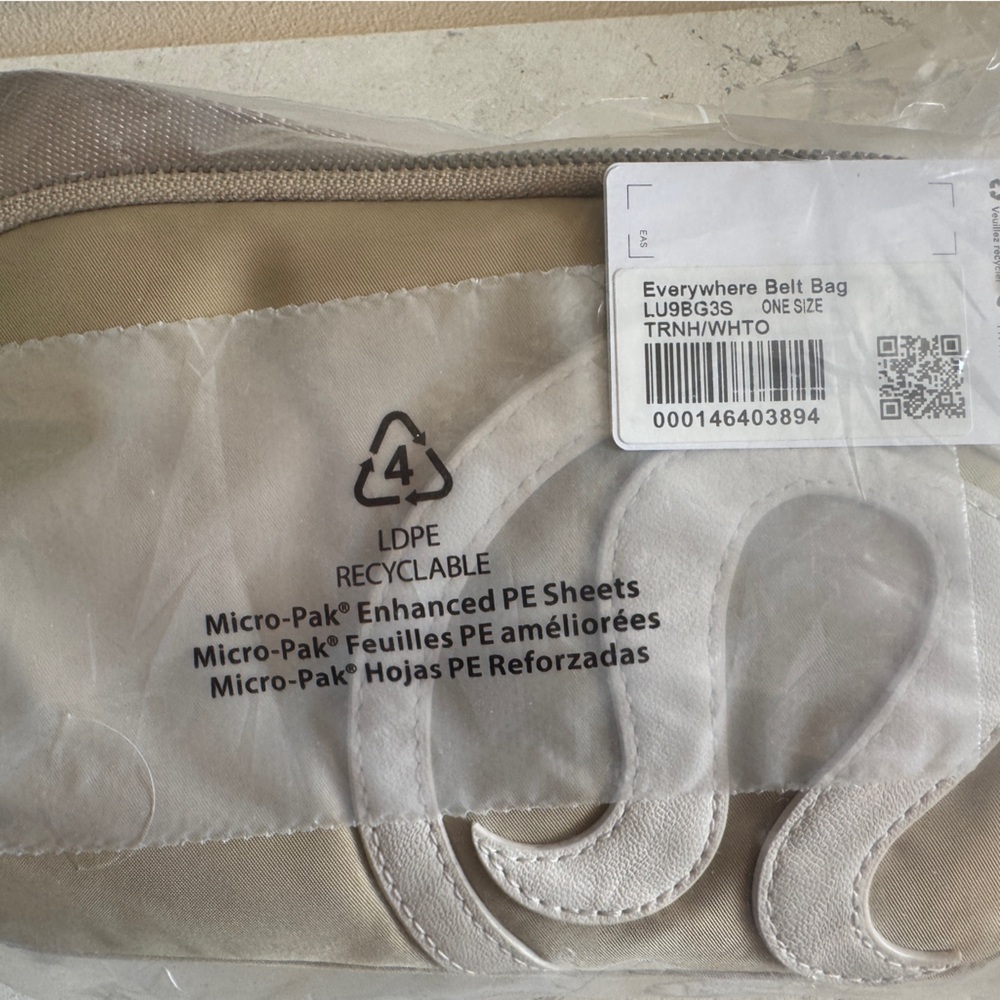 NWT Lululemon large logo white beige Everyday crossbody belt bag